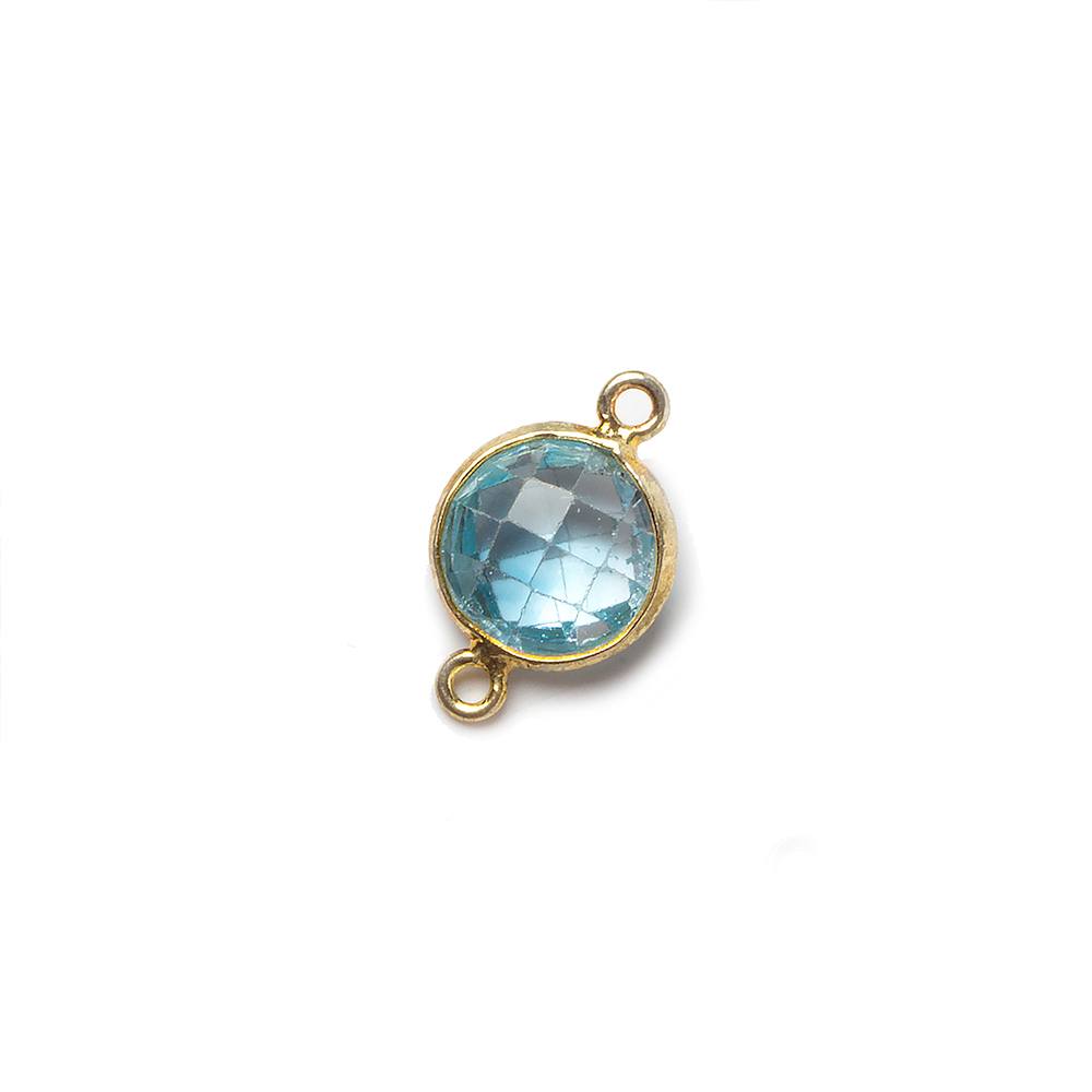 9mm Vermeil Bezel Sky Blue Topaz faceted coin Petite Connector 1 piece - Beadsofcambay.com