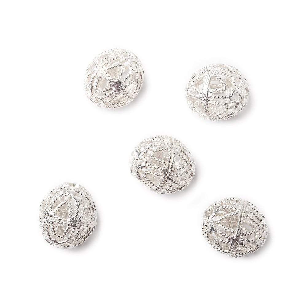 9x10mm .925 Sterling Silver Filigree Hand Crafted Oval Set of 5 beads - Beadsofcambay.com