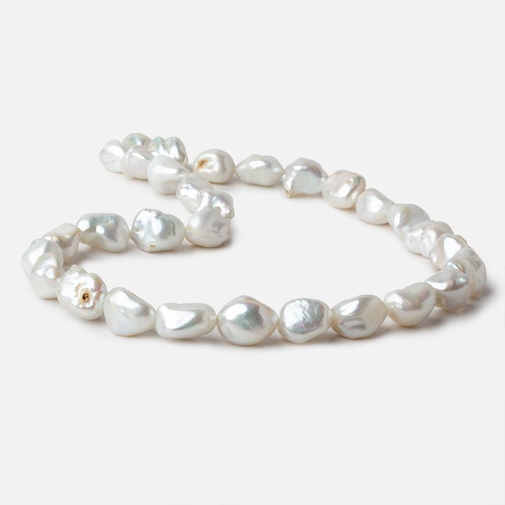 9x11-11x16mm White Keshi straight drilled Freshwater Pearls 16 inch 24 pieces A - Beadsofcambay.com