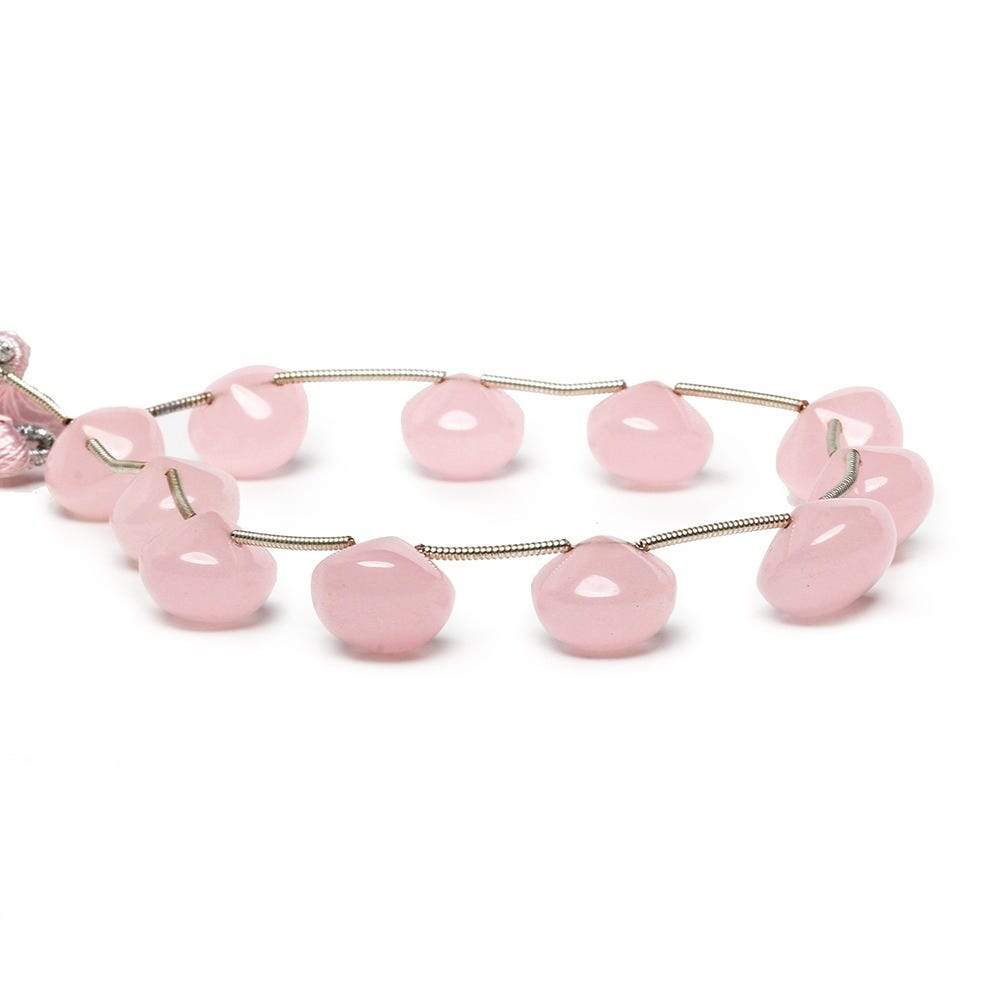 9x11-9x13mm Petal Pink Chalcedony Plain Candy Kiss 8 inch 11 beads - Beadsofcambay.com