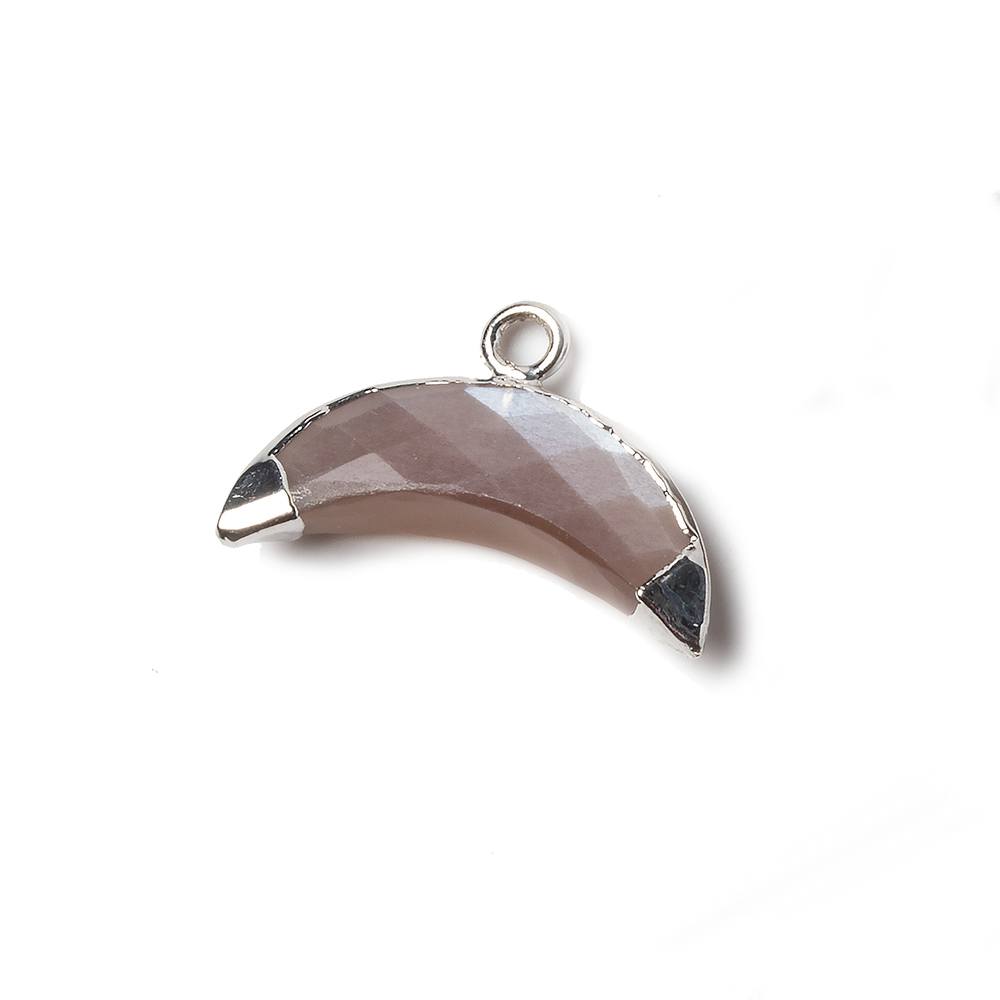 9x20mm Silver Leafed Chocolate Moonstone Cresent Moon Pendant 1 focal bead - Beadsofcambay.com