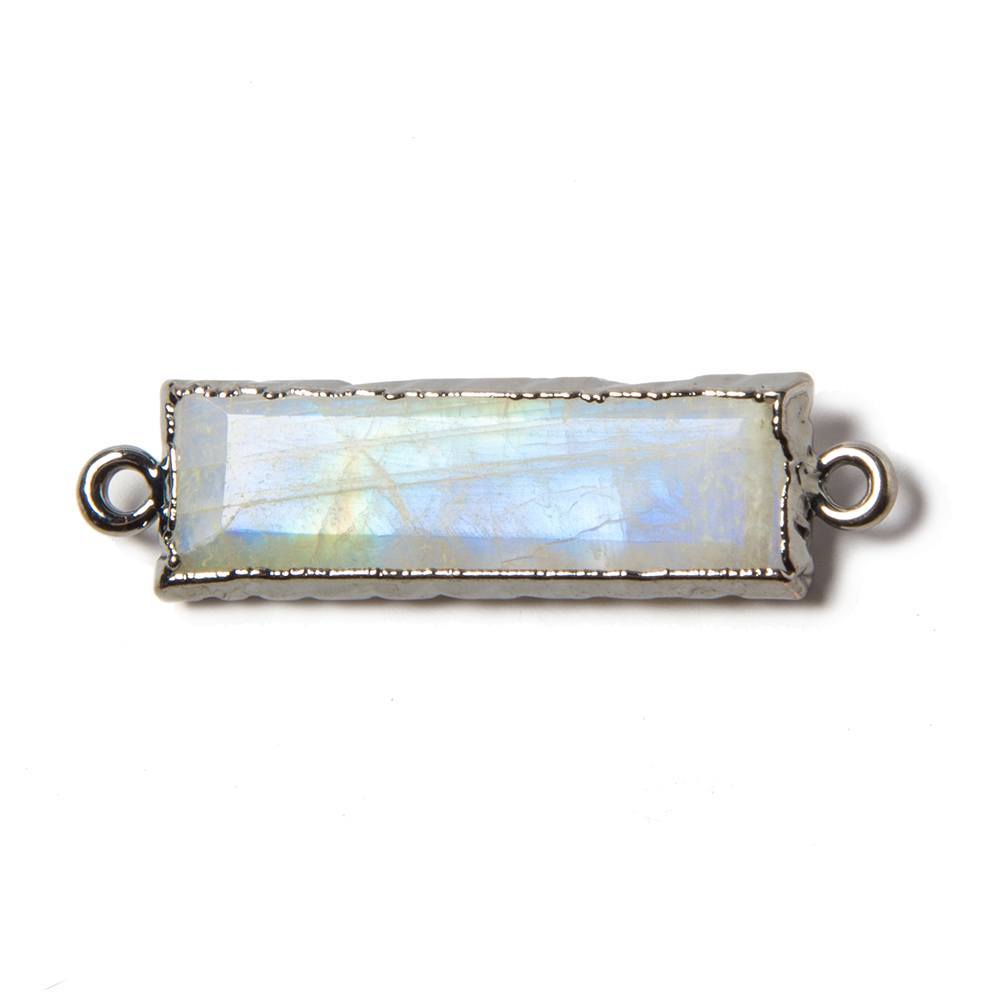 9x36mm Black Gold Leafed Rainbow Moonstone Faceted Bar Connector 1 piece - Beadsofcambay.com