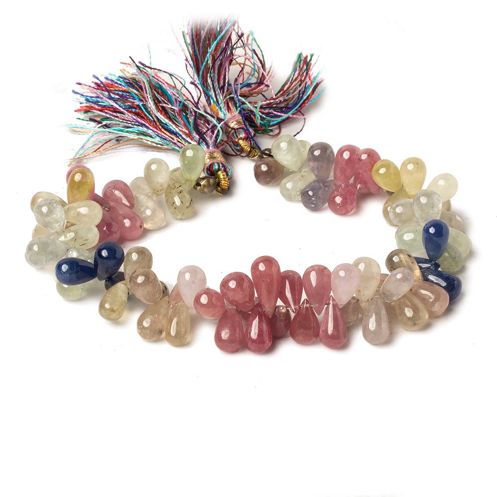 9x5 - 11x5mm Sapphire and Ruby Plain Tear Drop Beads 7 inch 82 pieces - Beadsofcambay.com