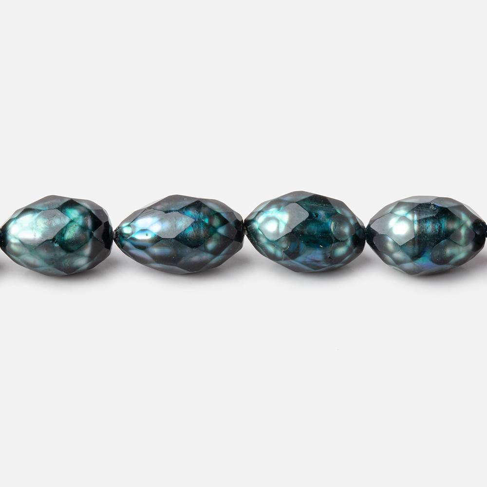 9x6-10x6.5mm Teal Blue Faceted Oval Freshwater Pearls 16 inch 44 pieces - Beadsofcambay.com
