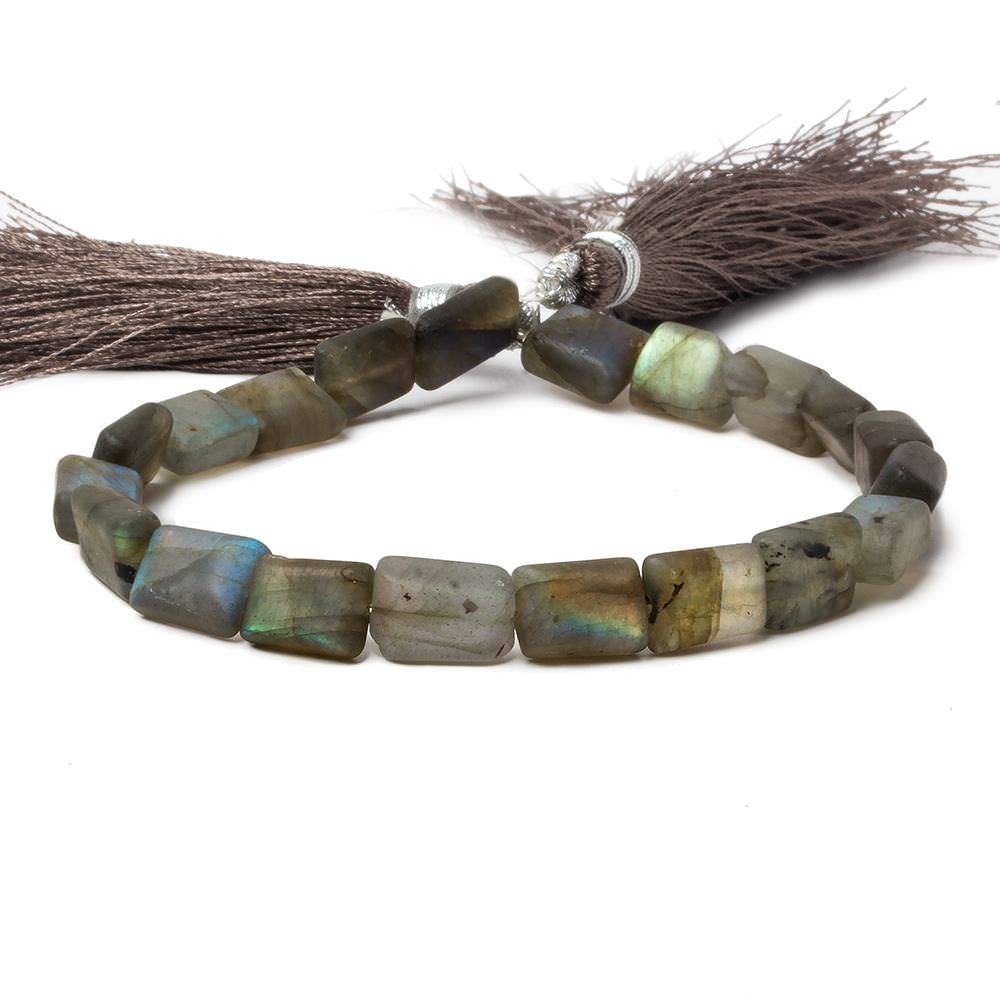 9x6-10x6mm Matte Labradorite plain rectangle beads 7.5 inch 20 pieces - Beadsofcambay.com