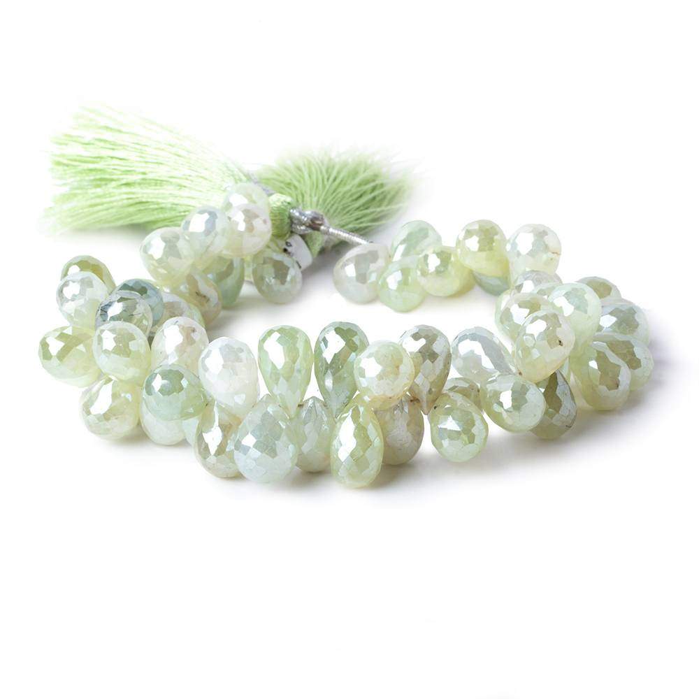 9x6-11x7mm Mystic Prehnite tear drop briolette beads 7.5 inch 66 pieces AAA - Beadsofcambay.com