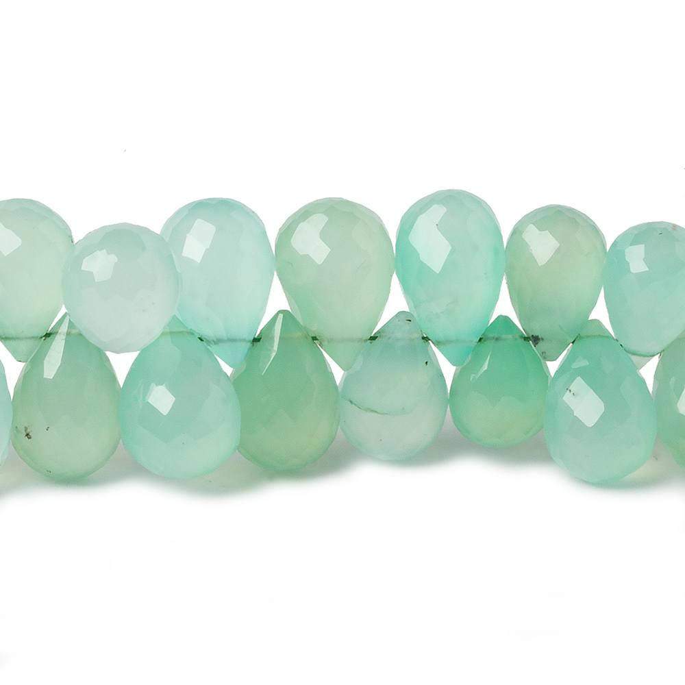9x6-12x7mm Mint Green Chalcedony faceted tear drop beads 6.5 inch 51 pieces - Beadsofcambay.com