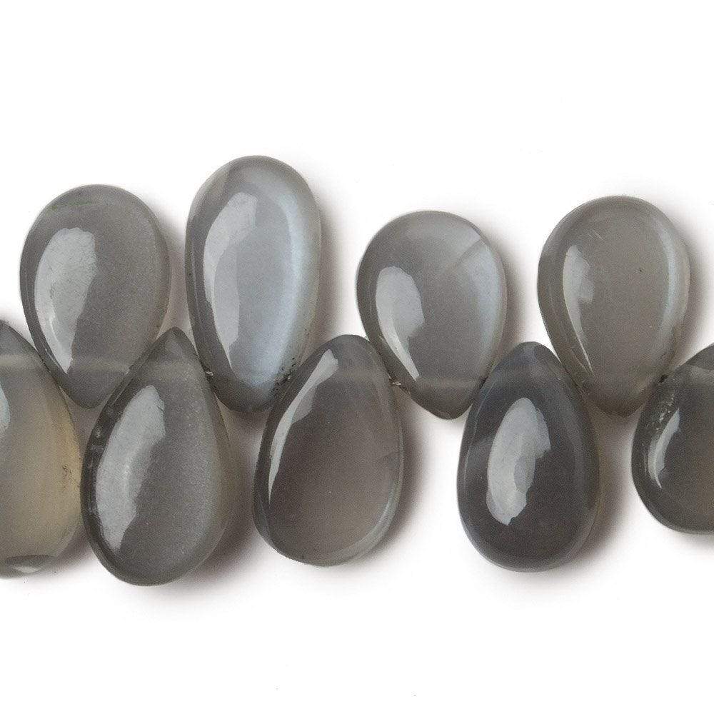 9x6-12x7mm Platinum Grey Moonstone Plain Pear Beads 8 inch 59 pieces - Beadsofcambay.com