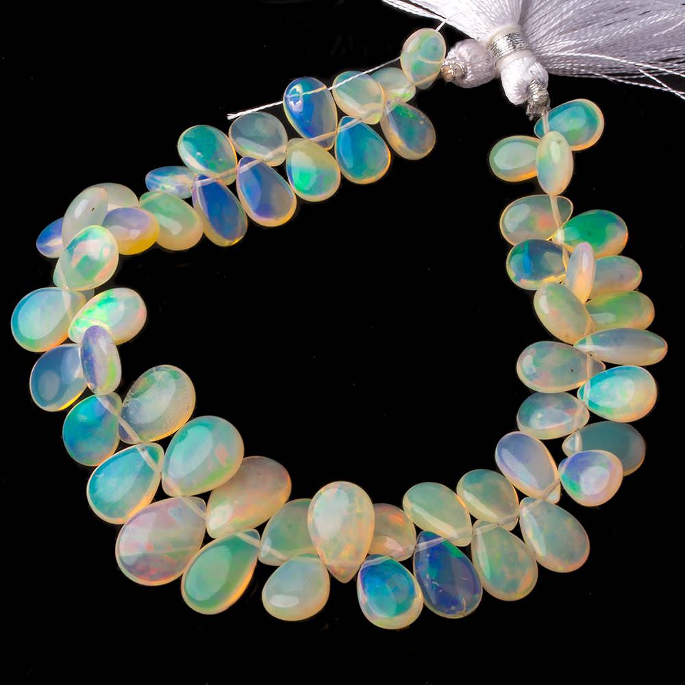 9x6-12x9mm Ethiopian Opal Plain Pear Beads 7.5 inch 75 pcs AA Grade - Beadsofcambay.com