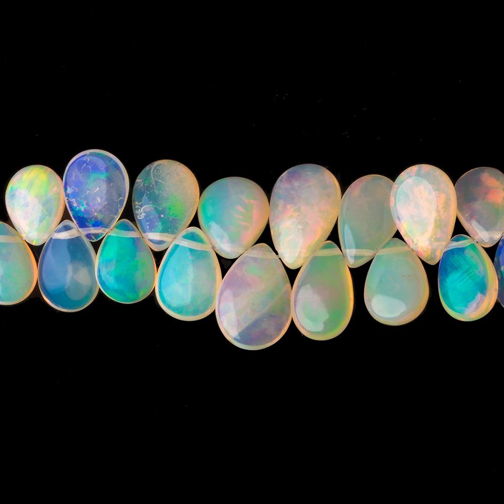 9x6-12x9mm Ethiopian Opal Plain Pear Beads 7.5 inch 75 pcs AA Grade - Beadsofcambay.com