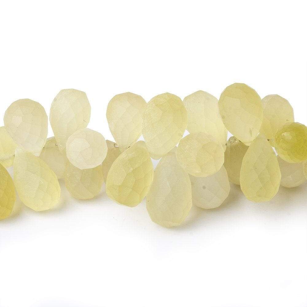 9x6-15x9mm Frosted Lemon Quartz Faceted Tear Drops 7.5 inch 69 pcs - Beadsofcambay.com