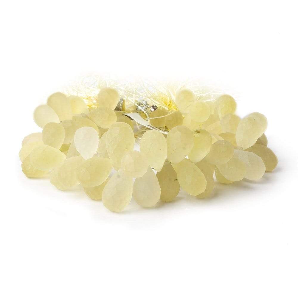 9x6-15x9mm Frosted Lemon Quartz Faceted Tear Drops 7.5 inch 69 pcs - Beadsofcambay.com