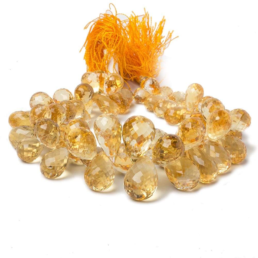 9x6-18x11mm Citrine Tear Drop Briolette 8 inch 65 pieces - Beadsofcambay.com