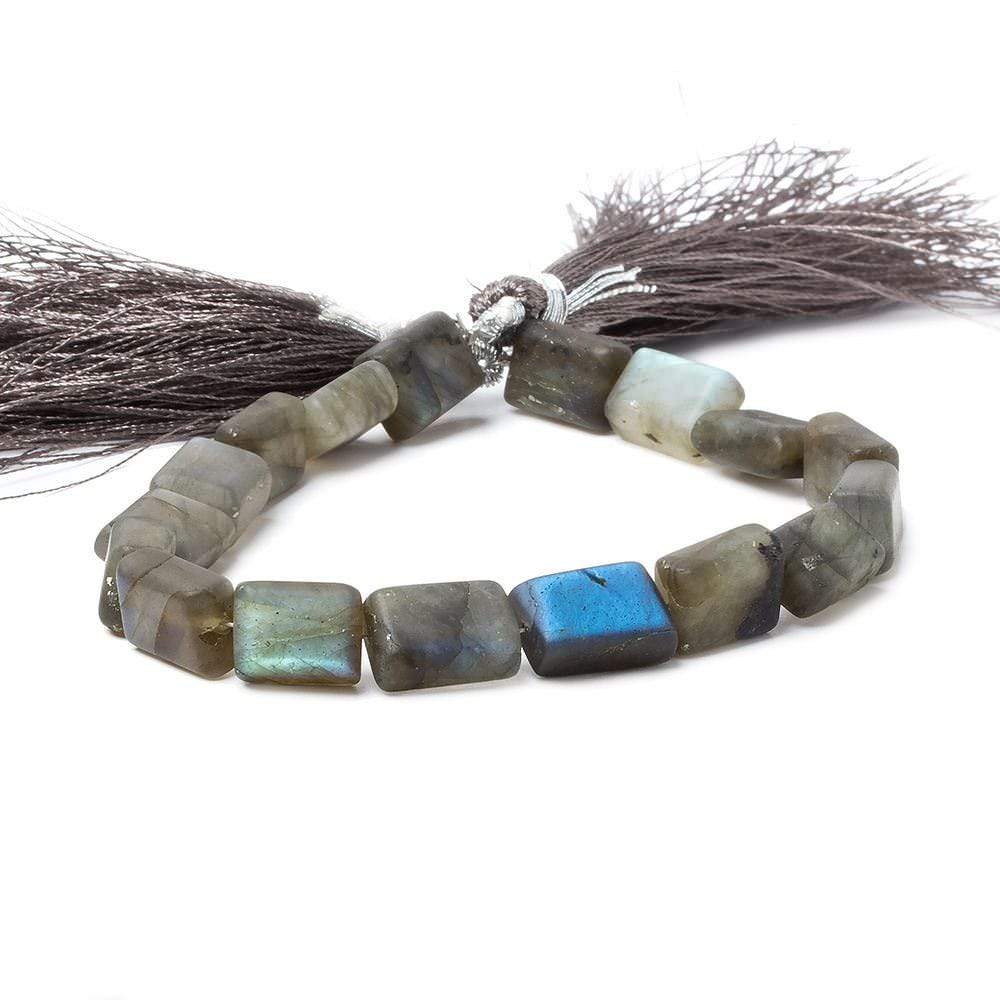 9x7-10x8mm Matte Labradorite plain rectangle beads 7.5 inch 17 pieces - Beadsofcambay.com