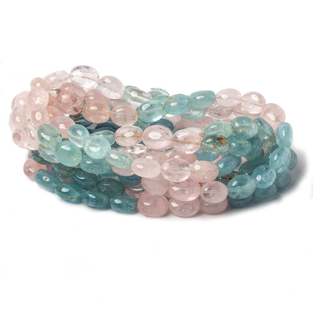 9x7-10x8mm Multi Beryl plain oval beads 16 inch 43 pieces - Beadsofcambay.com