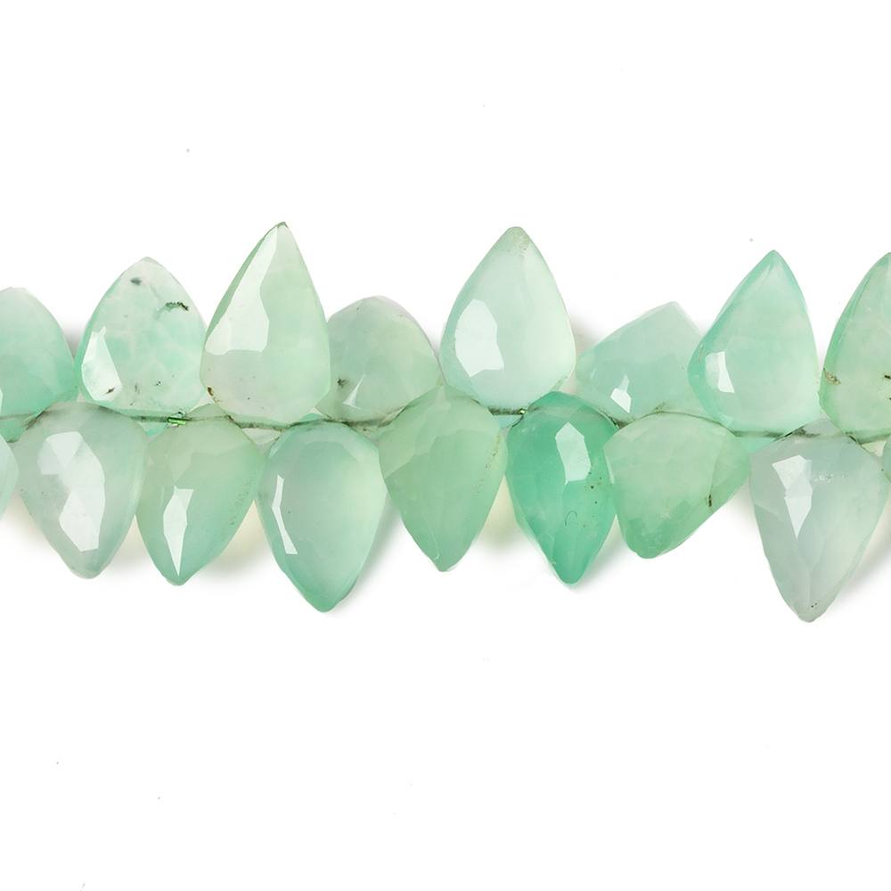 9x7-11x6mm Chrysoprase shoulder drilled faceted pears 8 inch 58 beads - Beadsofcambay.com