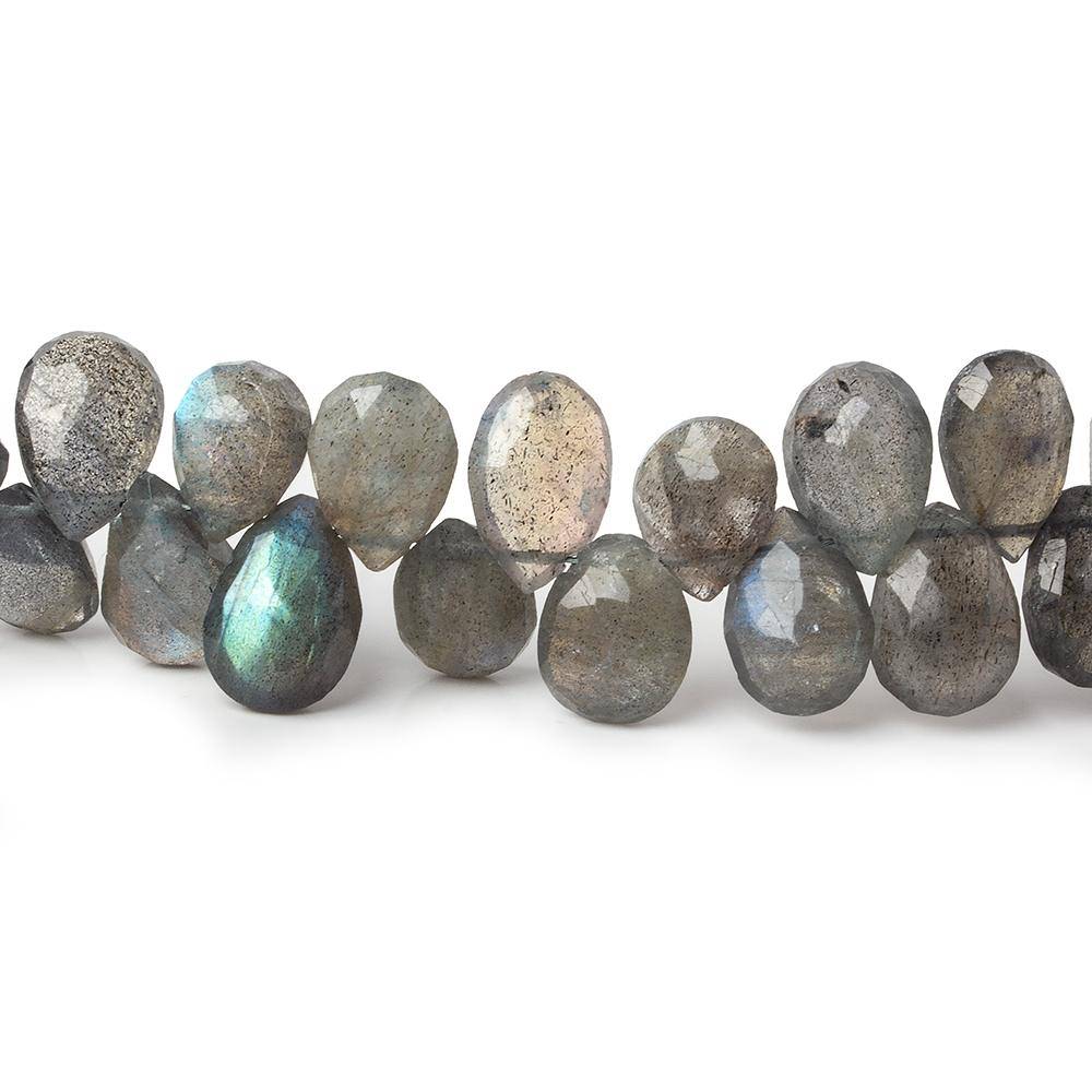 9x7-11x7mm Labradorite Faceted Pear Beads 9 inch 55 pieces - Beadsofcambay.com