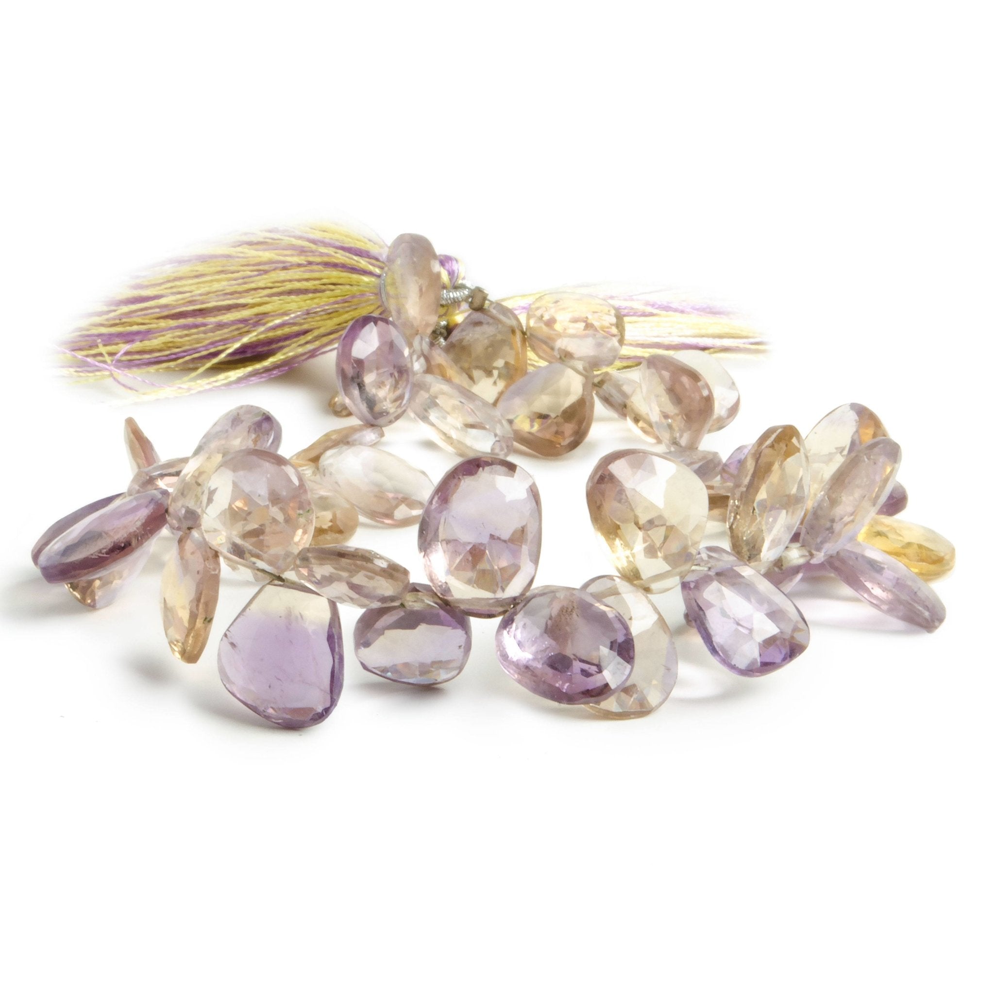 9x7-12x8mm Ametrine Freeform Briolette 8 inch 46 beads - Beadsofcambay.com
