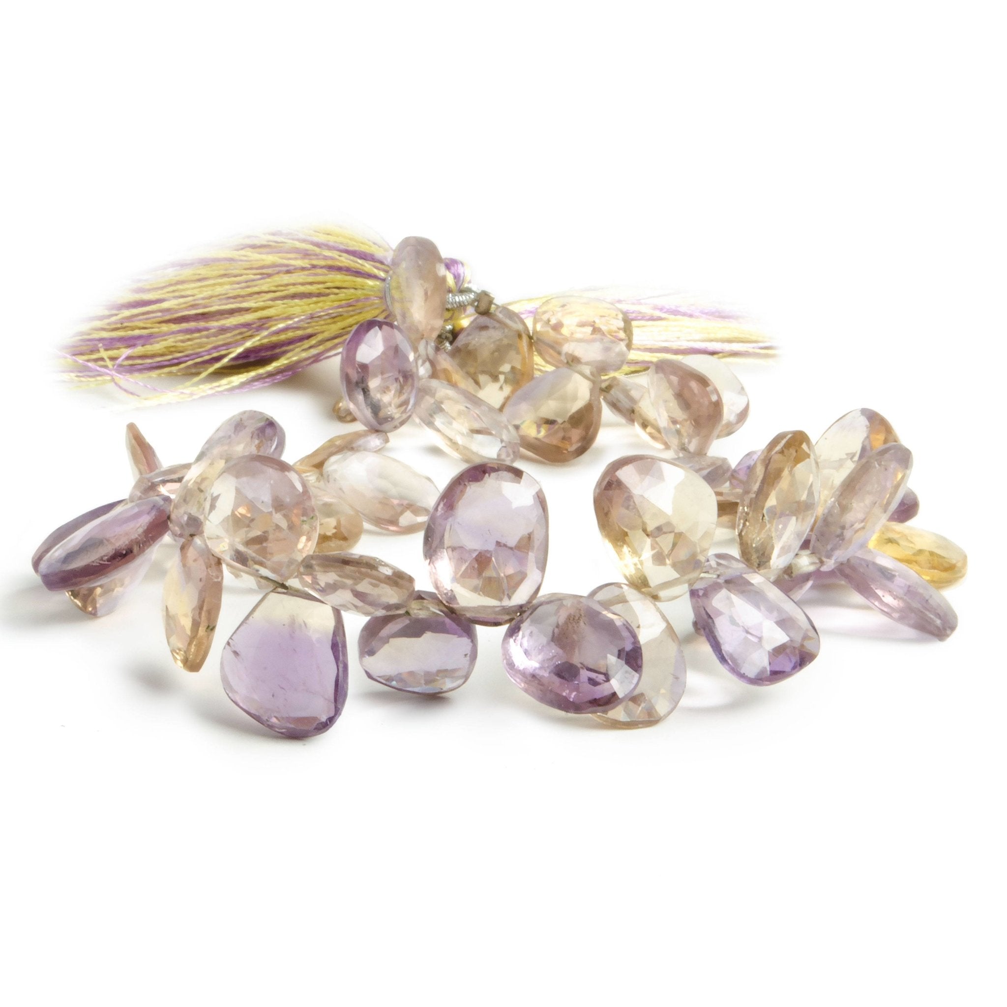 9x7-12x8mm Ametrine Freeform Briolette 8 inch 46 beads - Beadsofcambay.com