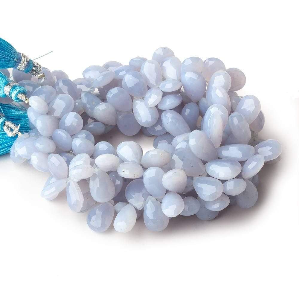 9x7-13x9mm Violetish Blue Chalcedony Faceted Pear Beads 8 inch 60 pieces - Beadsofcambay.com