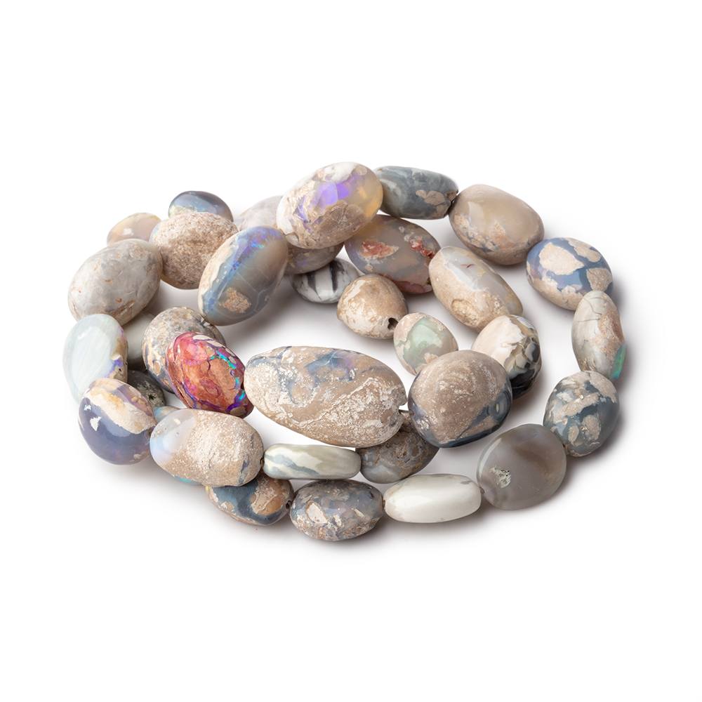9x7-20x12mm Australian Boulder Opal plain nuggets 18 inch 36 beads AA - Beadsofcambay.com