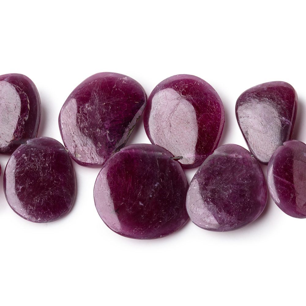 9x7-20x15mm Ruby Plain Slice Beads 15.5 inch 70 pieces - Beadsofcambay.com