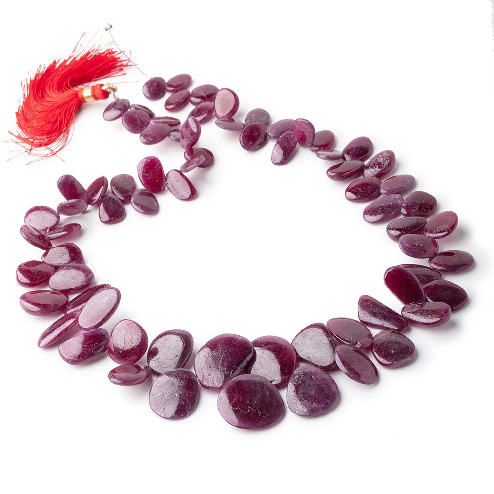 9x7-20x15mm Ruby Plain Slice Beads 15.5 inch 70 pieces - Beadsofcambay.com