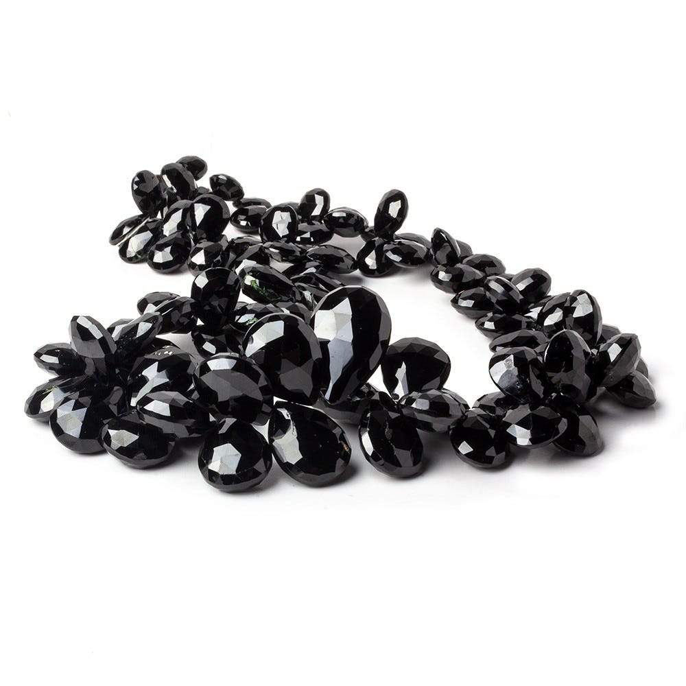 9x7-21x13mm Black Spinel Faceted Pear & Heart Beads 15 Inch 94 pieces - Beadsofcambay.com