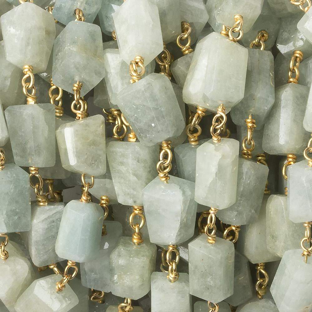9x7mm Aquamarine faceted nugget Vermeil Chain by the foot 22 pieces - Beadsofcambay.com