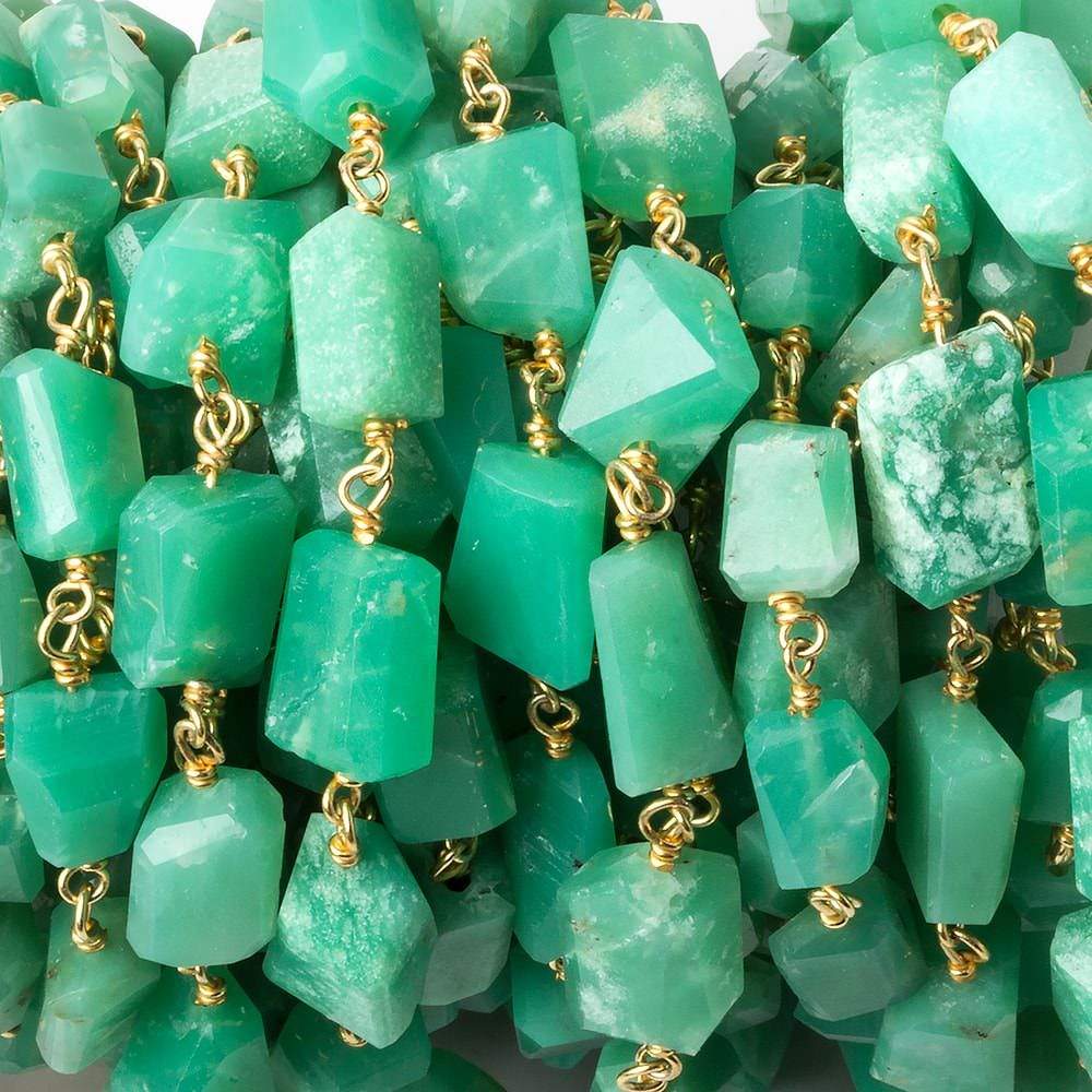 9x7mm Chrysoprase faceted nugget Vermeil Chain by the foot 22 pieces - Beadsofcambay.com