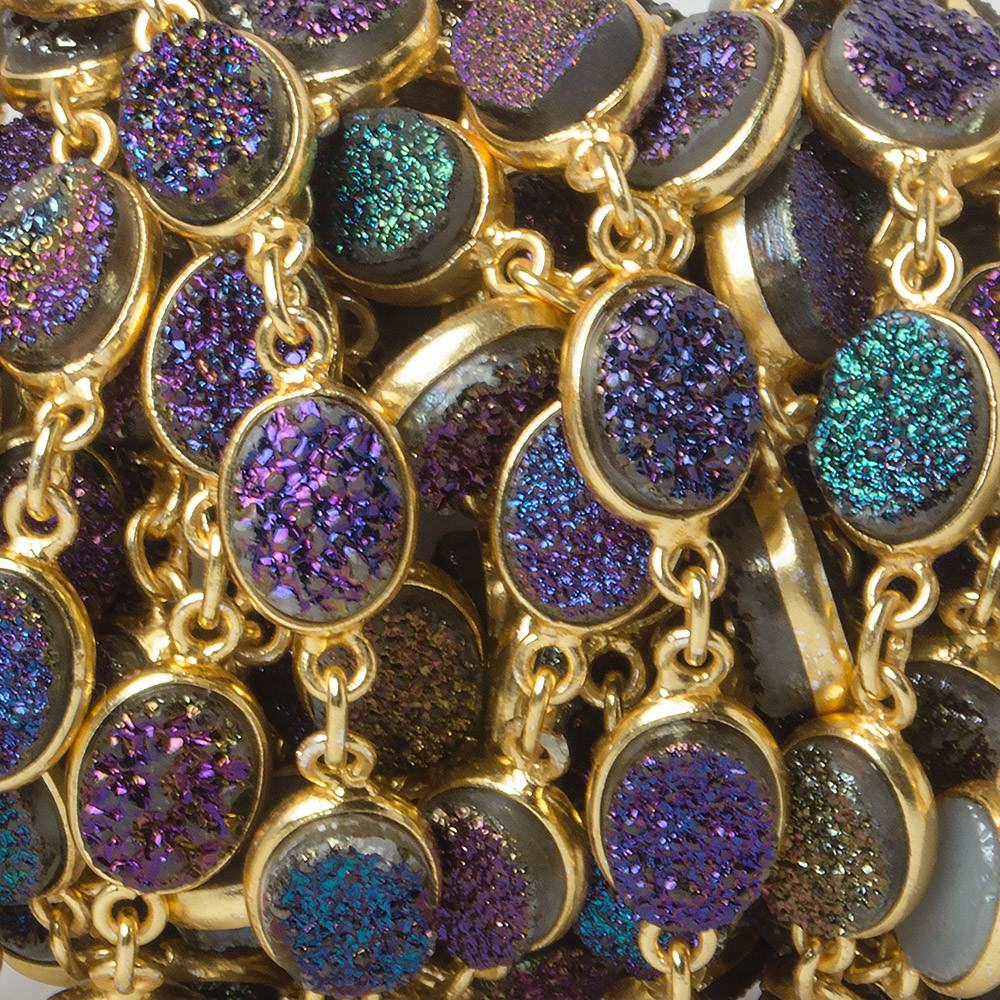 9x7mm Mystic Drusy Vermeil Bezel Chain by the foot - Beadsofcambay.com