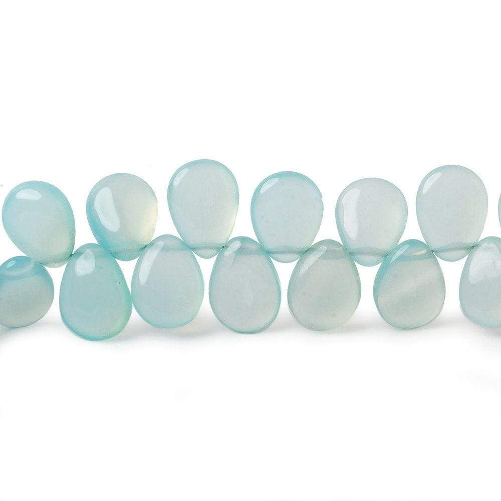 9x7mm Sky Blue Chalcedony Plain Pear Beads 8 inch 50 pieces - Beadsofcambay.com