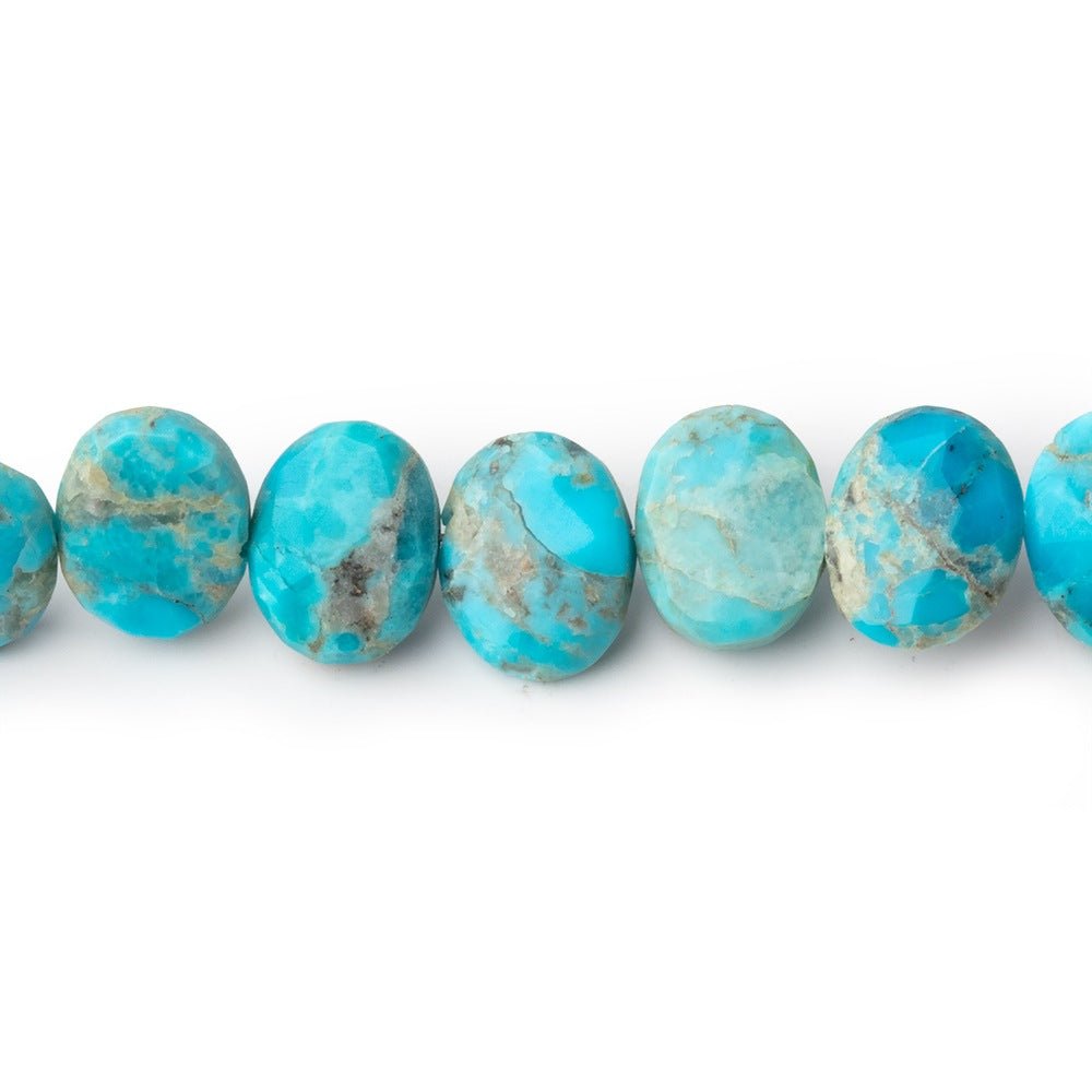 9x7mm Sleeping Beauty Turquoise Faceted Side Drill Ovals 8 inch 28 Beads - Beadsofcambay.com