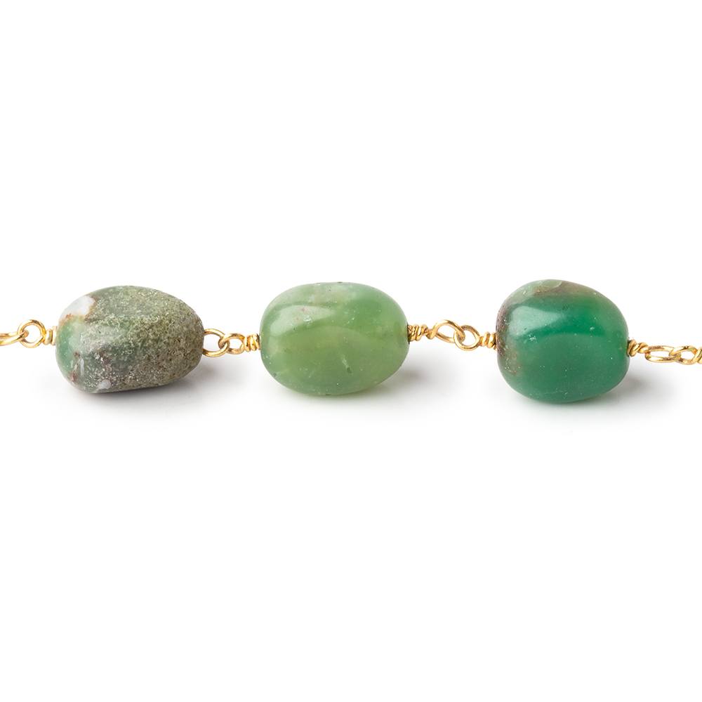9x8-11x9mm Chrysoprase Plain Nuggets on Vermeil Chain by the Foot 18 beads - Beadsofcambay.com