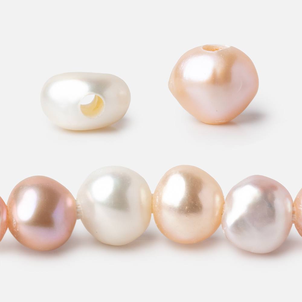 9-11mm Tri-Color Baroque Large Hole Baroque Pearls Set of 10 - Beadsofcambay.com