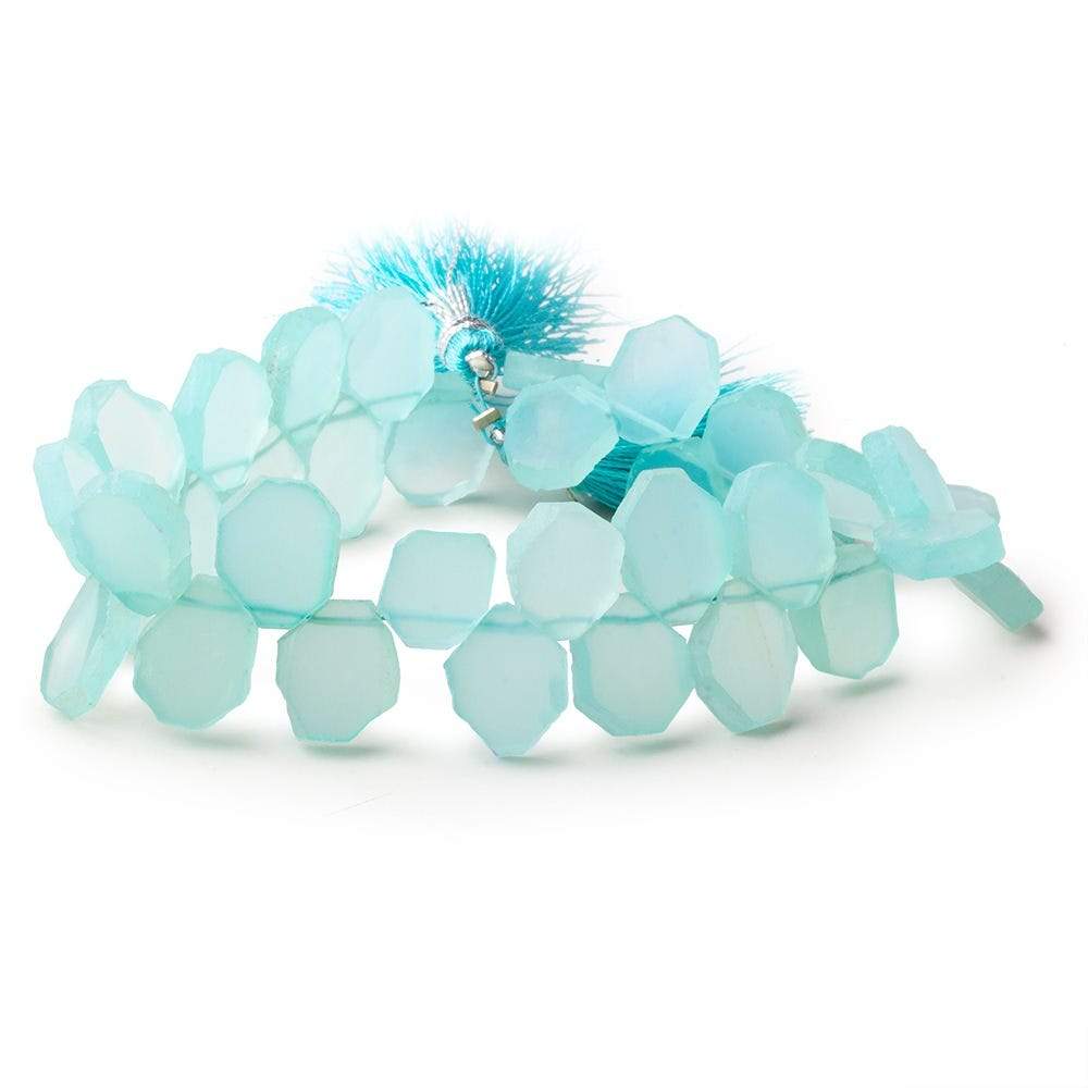 9x8-12x7mm Seafoam Blue Chalcedony top drilled plain nugget 8 inch 28 beads - Beadsofcambay.com