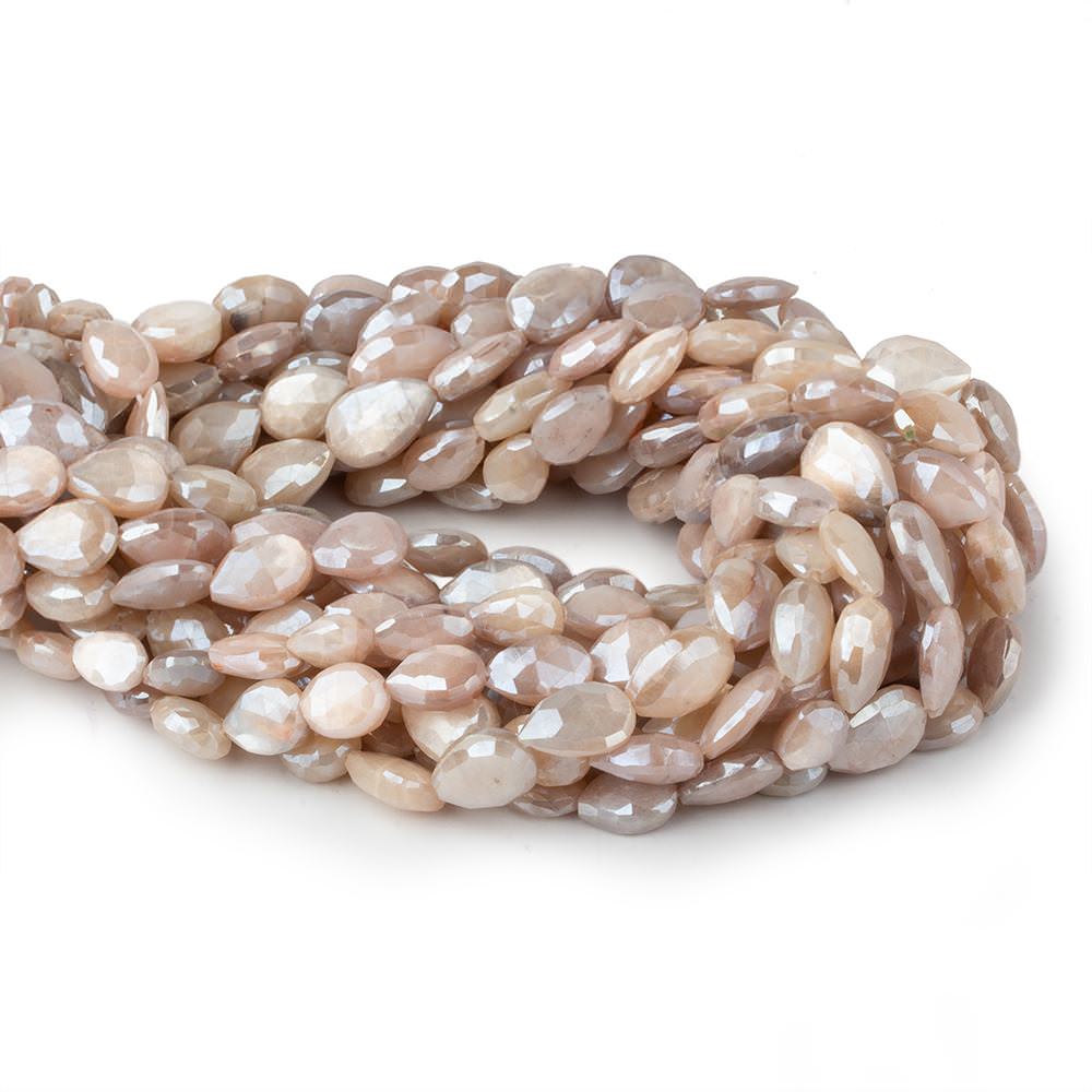 9x8-13x8mm Mystic Peach Moonstone faceted pears 14 inch 29 beads - Beadsofcambay.com