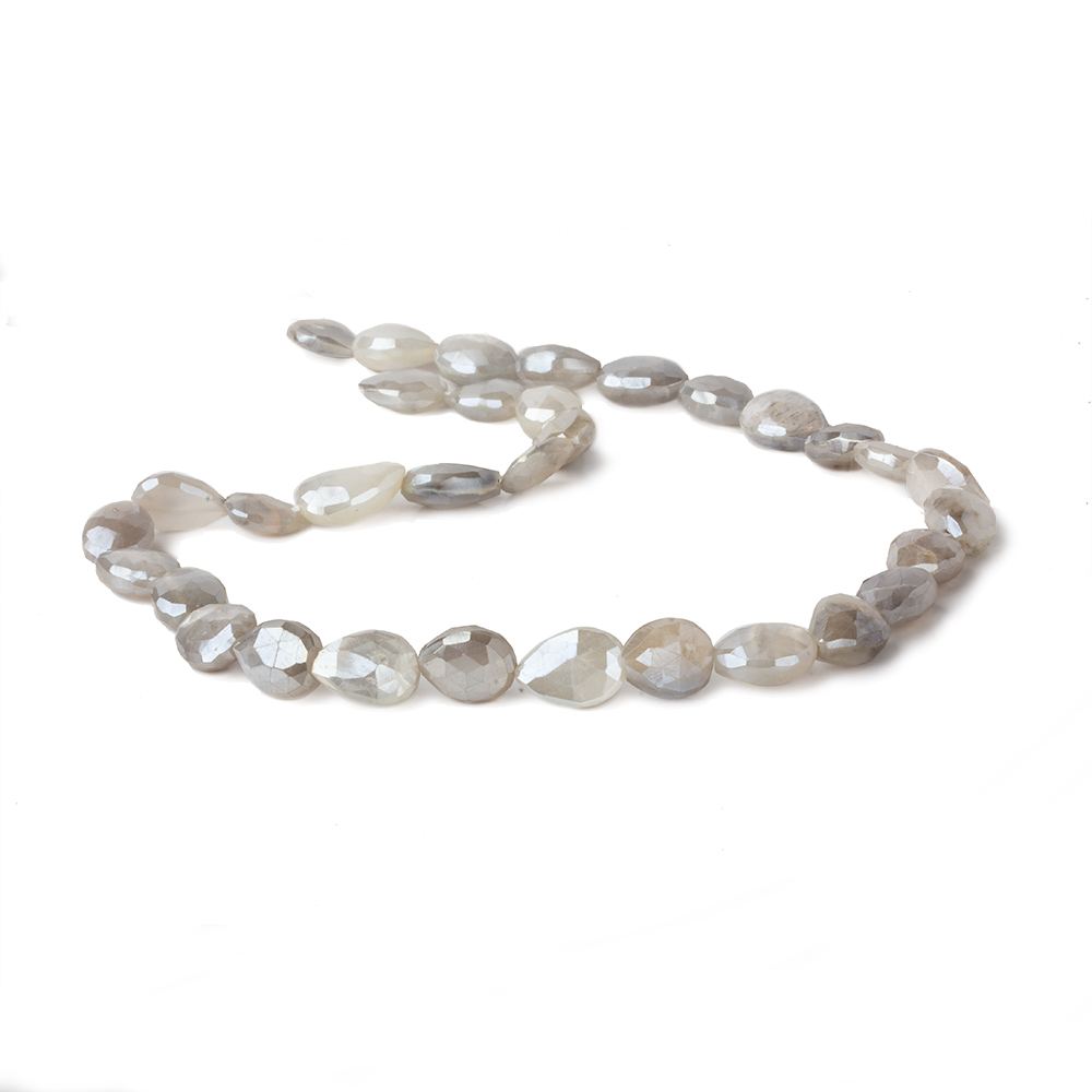 9x8-13x8mm Mystic Platinum Grey Moonstone faceted pears 14 inch 29 beads - Beadsofcambay.com
