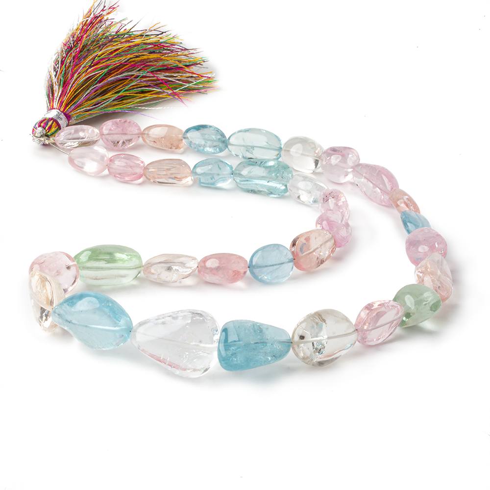 9x8-18x14mm Multi Color Beryl plain nugget beads 16 inch 33 pieces AA - Beadsofcambay.com