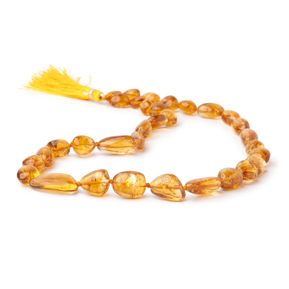 9x8-22x11mm Madeira Citrine Plain Nugget Beads 18 inch 33 pieces - Beadsofcambay.com