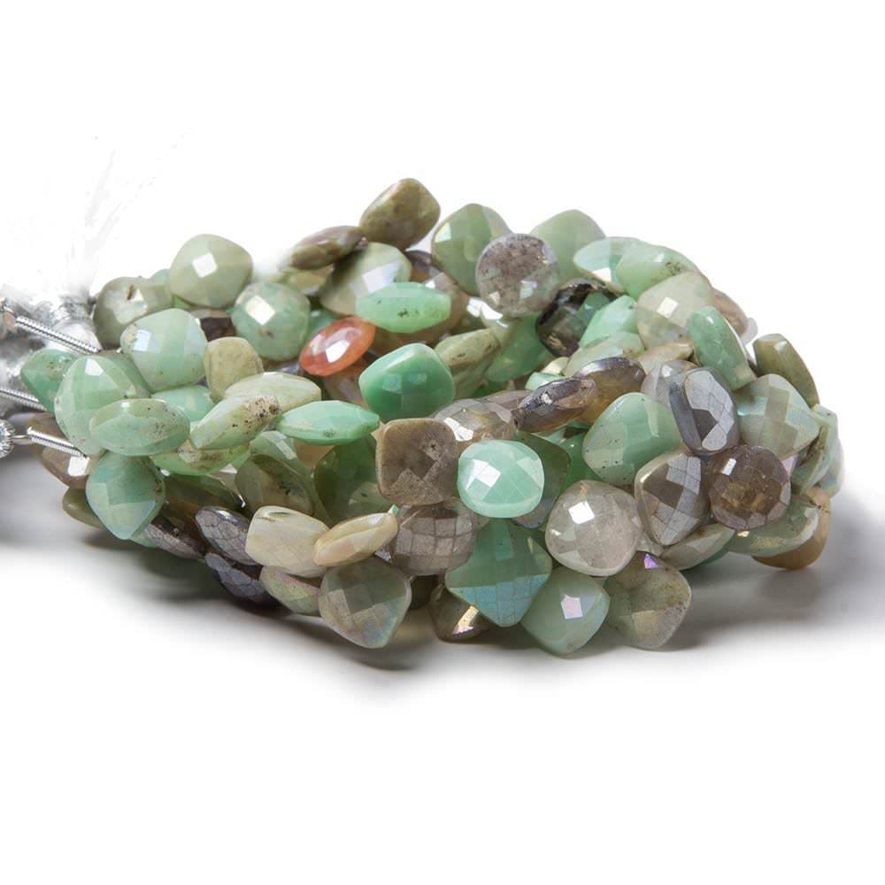 9x9-10x10mm Mystic Multi Gemstone faceted pillow beads 8 inch 44 pieces - Beadsofcambay.com