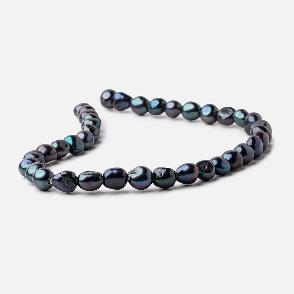 9x9-11x10mm Dark Peacock Baroque 2.5mm Large Hole Pearls 15 inch 38 pieces - Beadsofcambay.com