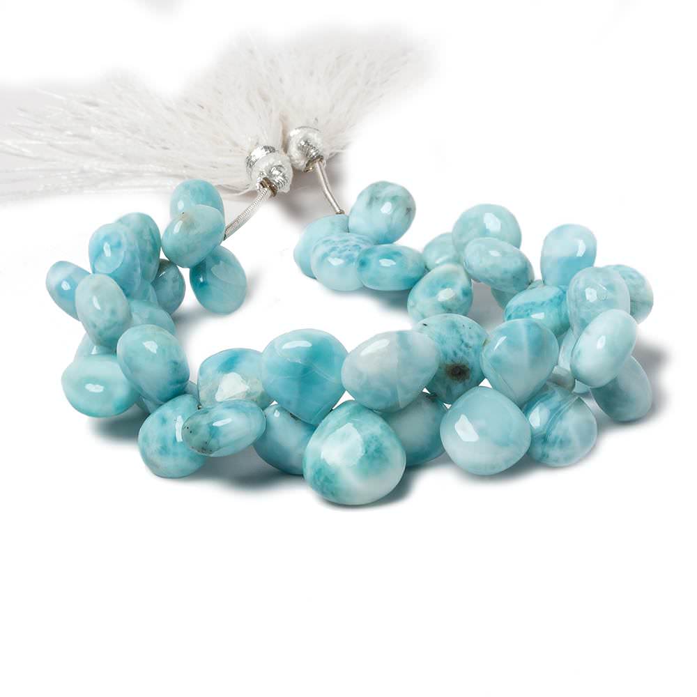 9x9-11x11mm Larimar plain heart beads 7 inch 46 pieces - Beadsofcambay.com