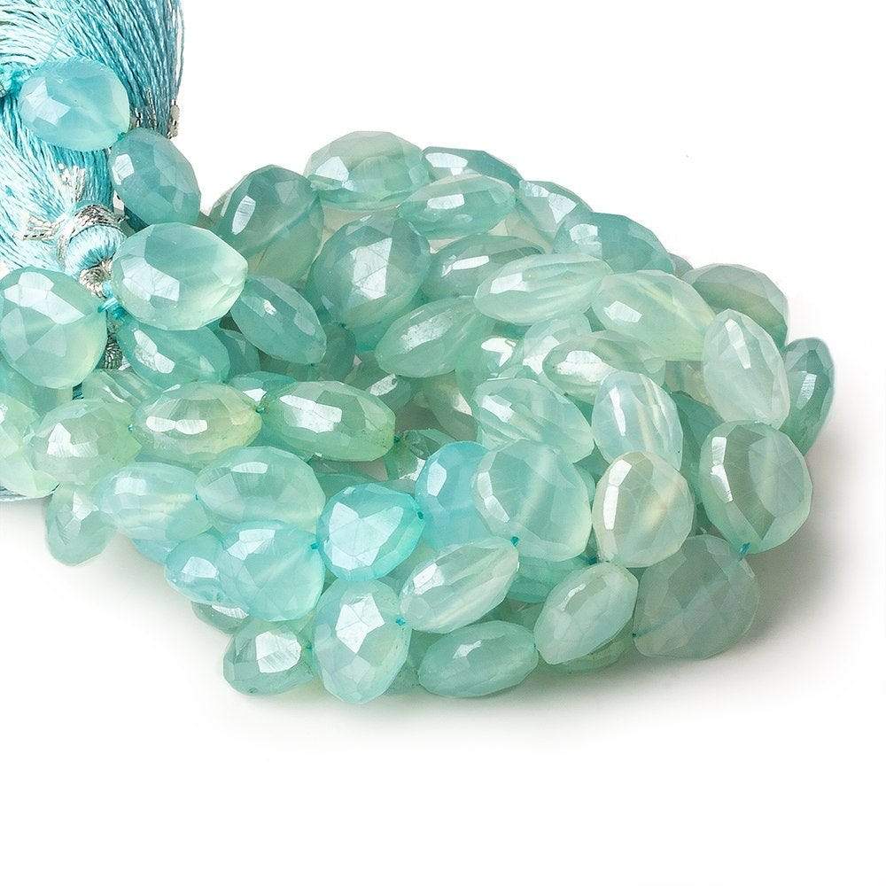 9x9-11x11mm Mystic Sea Green Chalcedony straight drilled faceted heart 8 inch 18 Beads - Beadsofcambay.com
