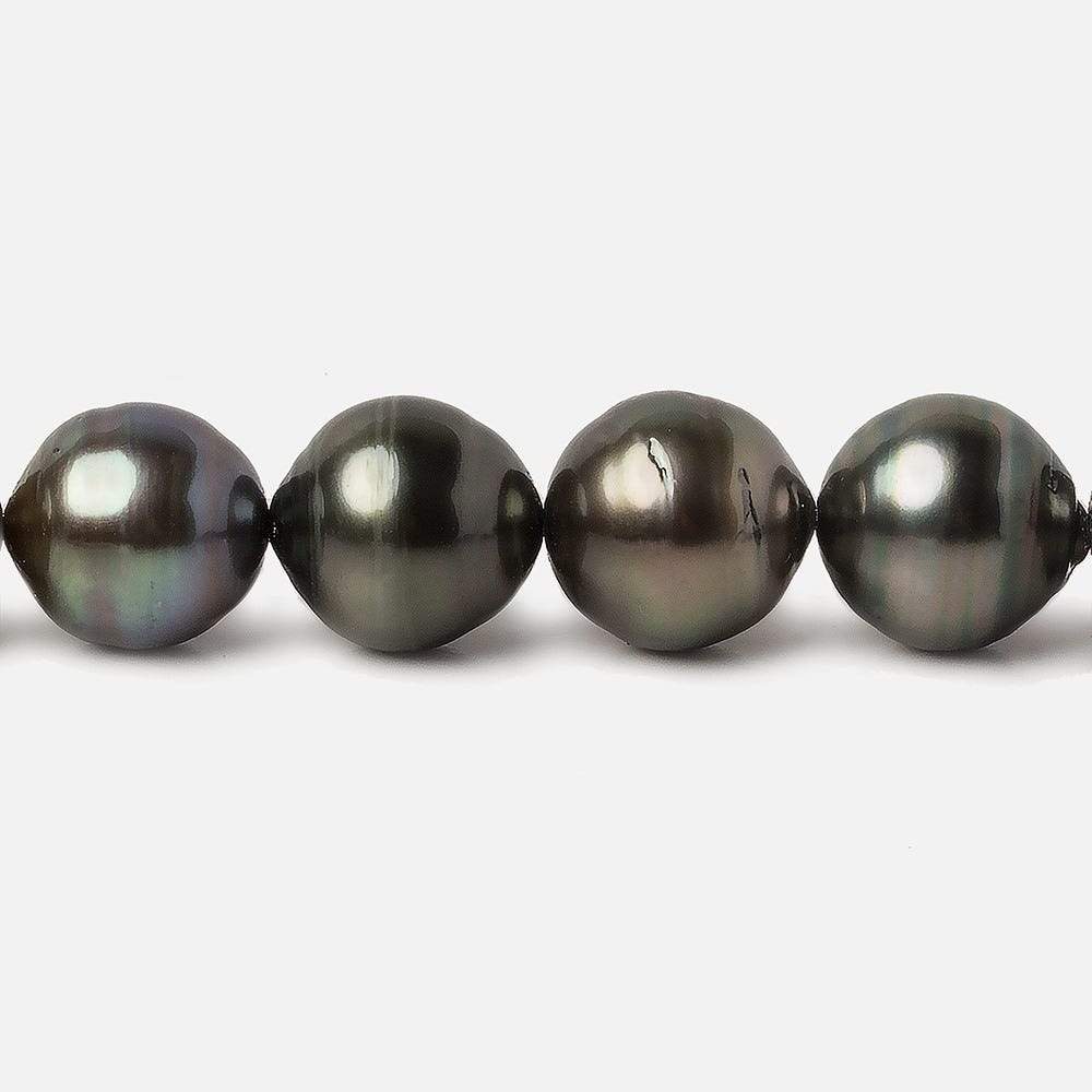 9x9-11x11mm Peacock Tahitian Round Saltwater Pearls 16 inch 39 pieces A - Beadsofcambay.com
