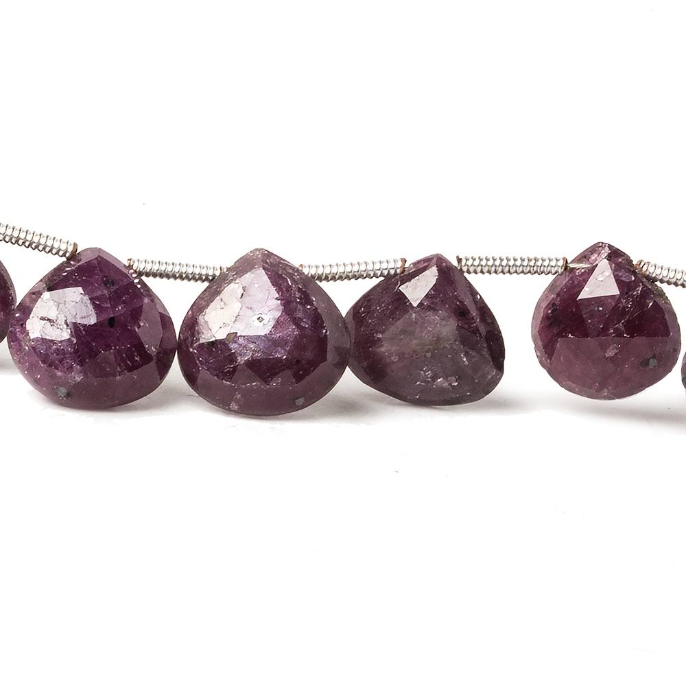 9x9-12x12mm Ruby Heart Briolette Beads 8 inch 18 pieces - Beadsofcambay.com