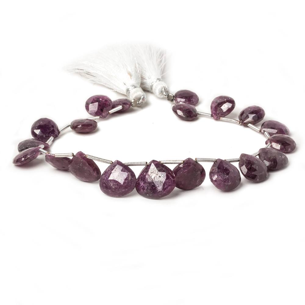 9x9-12x12mm Ruby Heart Briolette Beads 8 inch 18 pieces - Beadsofcambay.com