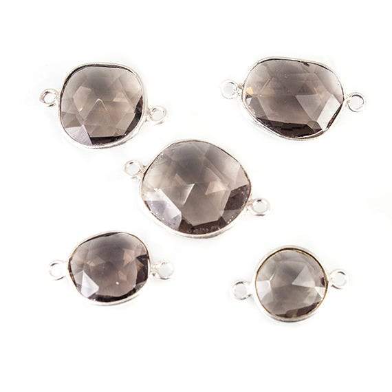 9x9-13x14mm Sterling Silver Bezeled Champagne Quartz Focal Bead Set of 5 - Beadsofcambay.com