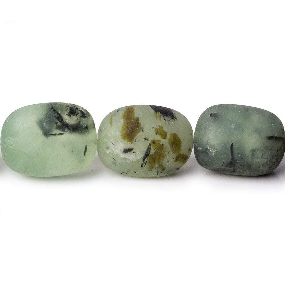 9x9-14x10mm Matte Prehnite tumbled plain nuggets 12 inch 23 beads AA - Beadsofcambay.com