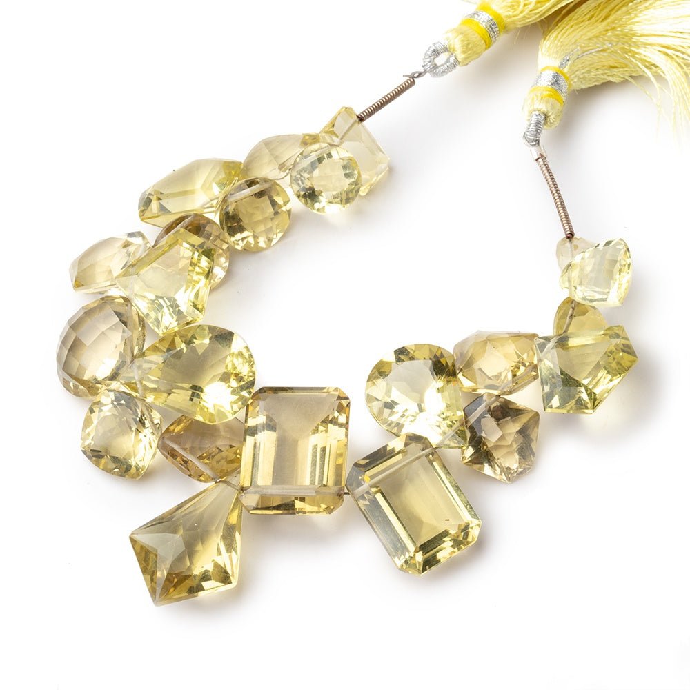 9x9-21x15mm Lemon Quartz Faceted Multi Shape Beads 5 inch 22 pieces AAA - Beadsofcambay.com